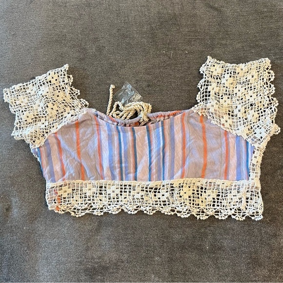 Free People Aruba Striped Crochet Crop Top Large - Picture 5 of 12